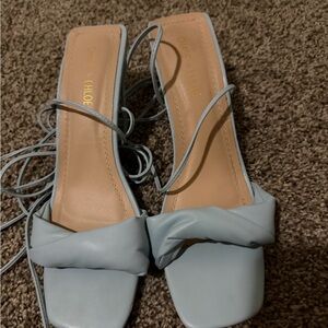 Chase + Chloe Light Blue Strappy Heels